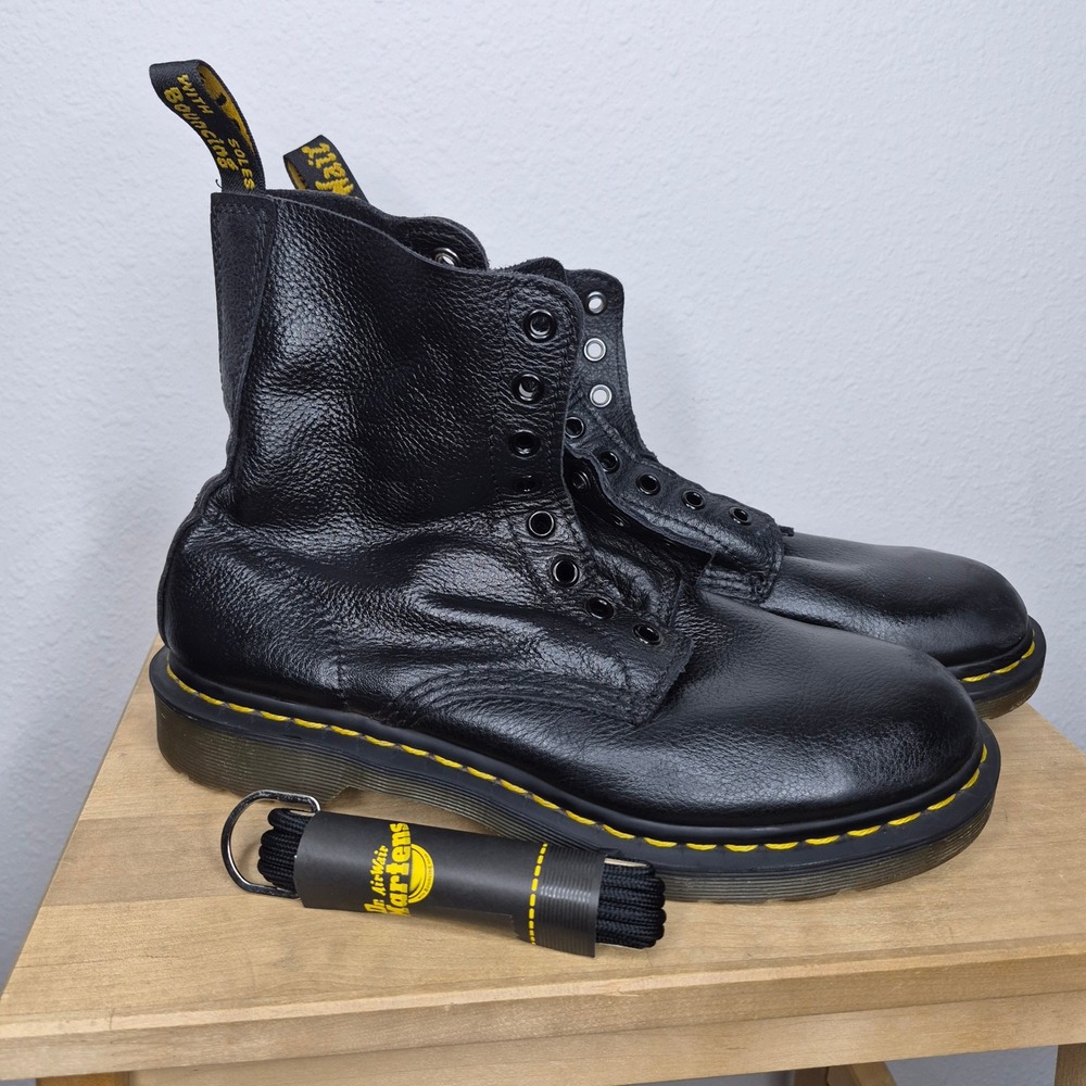 Dr. Martens 1460 Pascal Black Virginia Leather 8-Eye Boots 8 US 41 EU Grunge - Picture 8 of 13